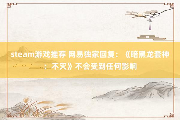 steam游戏推荐 网易独家回复：《暗黑龙套神：不灭》不会受到任何影响