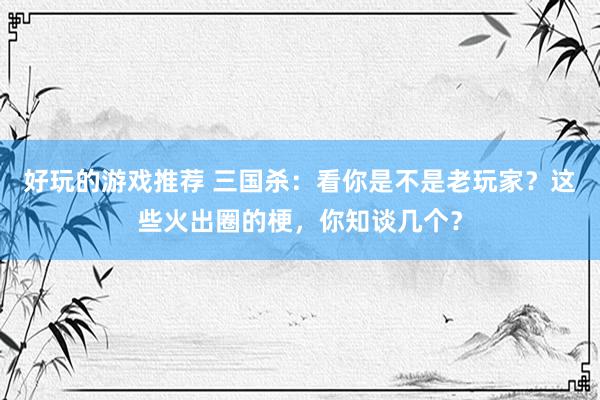 好玩的游戏推荐 三国杀：看你是不是老玩家？这些火出圈的梗，你知谈几个？