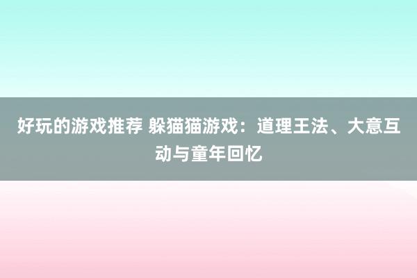 好玩的游戏推荐 躲猫猫游戏：道理王法、大意互动与童年回忆